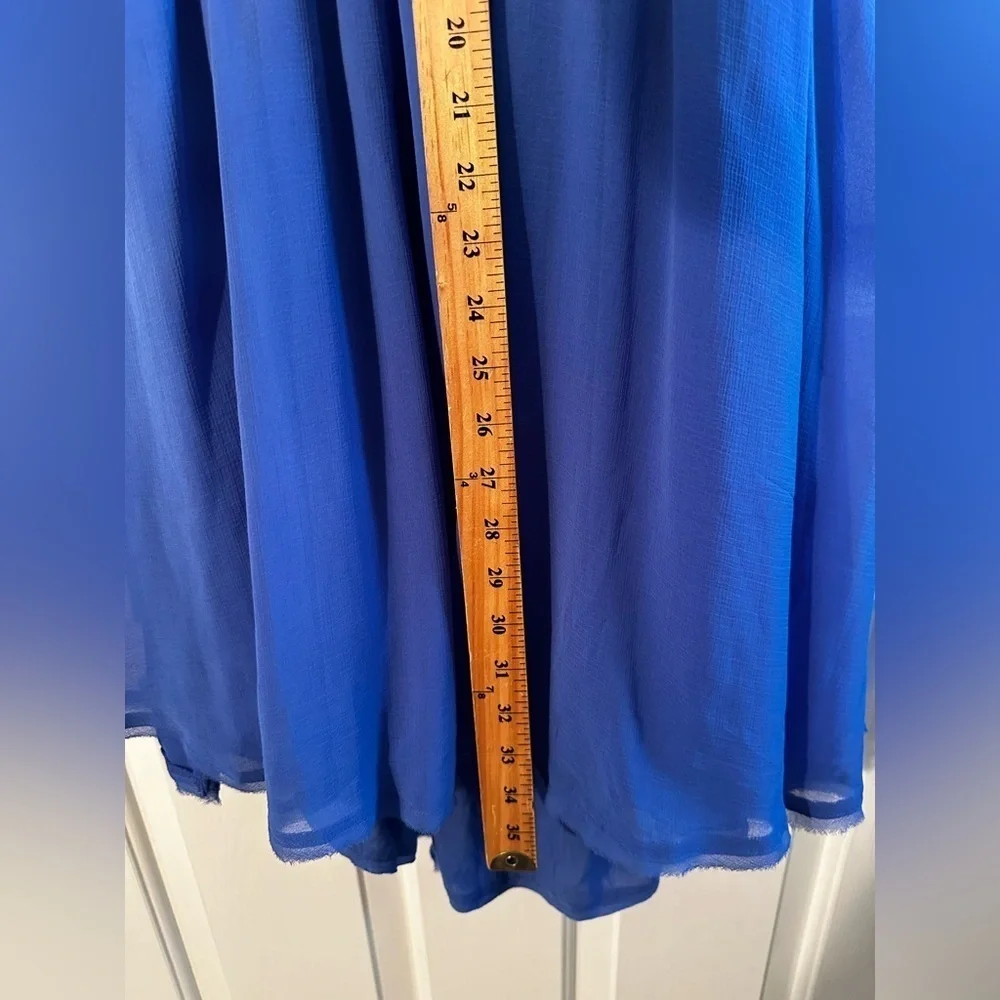 FREE PEOPLE XL Feminine Esme Mini Brilliant Blue Halter Chiffon Satin Strap SEXY - Picture 6 of 15